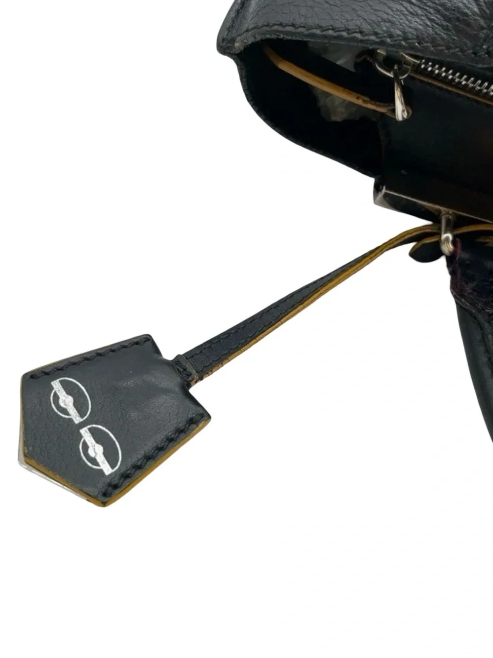 Fendi Black Leather Mini Satchel  with Top Handles and Crossbody Strap